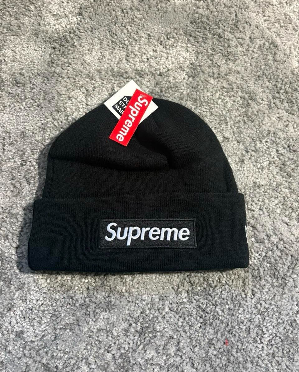 Black Supreme Logo Beanie