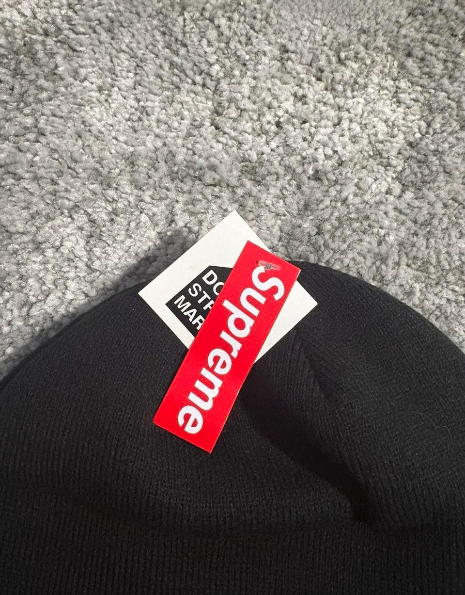Black Supreme Logo Beanie